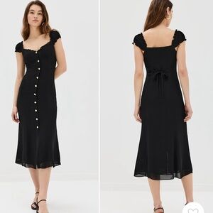 Reformation Elegant Black Midi Dress